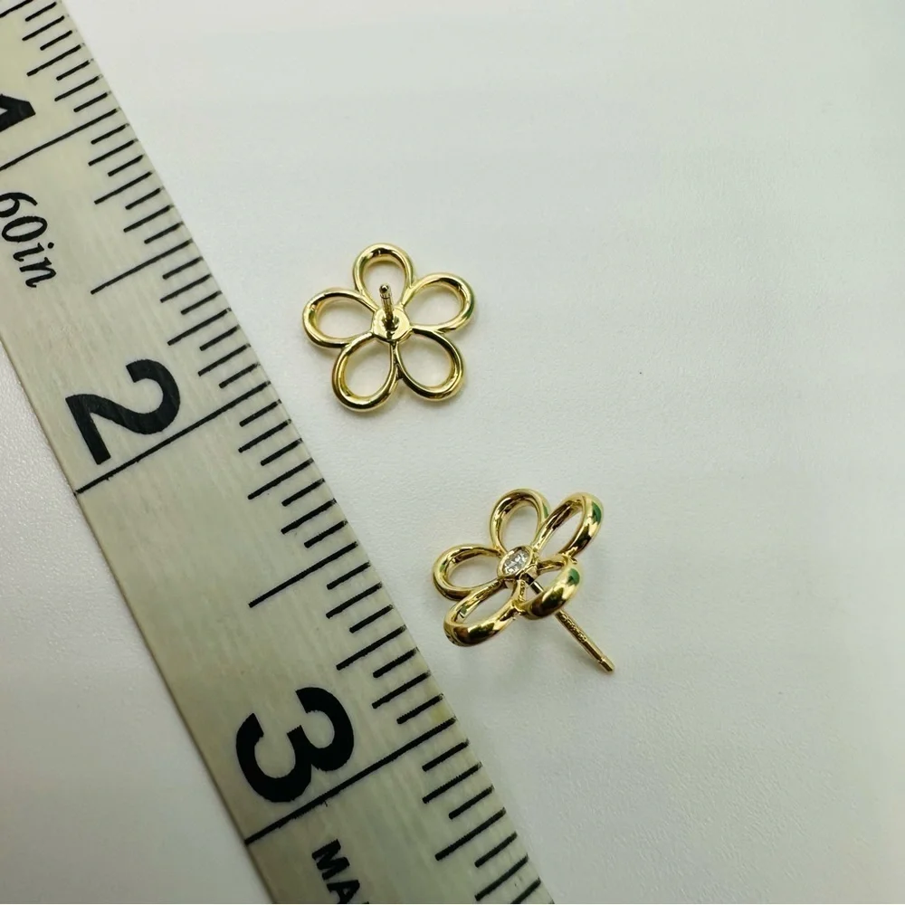 RARE Tiffany & Co. Diamond 18K Yellow Gold Garden Flower Earrings with Packaging